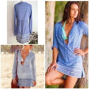 Athleta Del Sol Wildflower Floral Zig Zig Chevron Beach Cover Up Tunic Top M​​​​